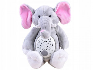 Jucarie de plus cu proiector lumini si sunete, Jokomisiada, Elefant, Gri, 40 cm - Img 2