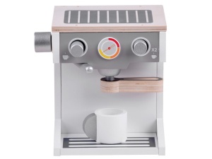 Jucarie pentru bucatarie, Aparat de cafea din lemn, electrocasnice mici, Jokomisiada, 18 x 17 x 14 cm, Alb / Gri, ZA4123 - Img 8