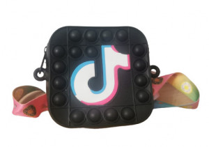 Jucarie senzoriala 4 in1, Fidget Toys, Geanta cu bule Pop It pentru copii, TikTok , Neagra