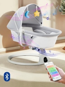Leagan Electric Inteligent 360°, Multifunctional, Craft, 2 in 1, Cradle Swing, C2-016, Gri - Img 3