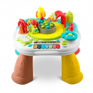 Masa de activitati interactive pentru copii si tabla educationala, 2in1, cu sunete si lumini, pian colorat, tren automat, joc hranire pasarele, elemente in miscare, Ricokids, RK-821 - Img 2