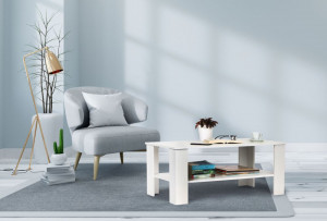 Masa de cafea cu raft de depozitare 150 x 57 x 43 xm, Modern Home, Alba - Img 4