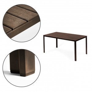 Masa de Gradina, 6 persoane, 156 X 78 cm, otel vopsit cu pulbere, imita lemnul, Modern Home, Brown - Img 3