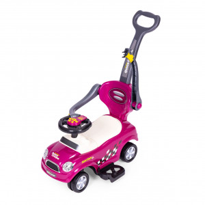 Masinuta Ride-On pentru copii, Multistore, Quick Coupe, cu melodii si clanxon, spatar si balustrade de protectie, volan multimedia si maner de ghidare, Violet - Img 3
