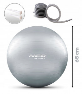 Minge pentru exercitii, diametru 65 cm, cu pompa inclusa, Neo-Sport, Gri - Img 4