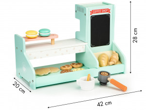 Mini Bucatarie din lemn, cafenea, cofetarie, Ecotoys, 42,5 x 28 x 20 cm, joc de rol, dezvolta imaginatia si abilitatile manuale, diverse accesorii - Img 4