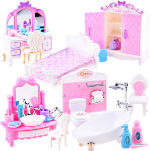 Mobilier Pentru Casa de Papusi, baie, dormitor, dulap, machiaj, accesorii, Jokomisiada, ZA3968