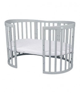 Patut Oval Evolutiv pentru Copii, Multifunctional, 7in1, Saltele Incluse, Transformabil, Masa de Schimbat, Co-Sleeping, Tarc de Joaca, Birou, Scaune, Waldin, Gri - Img 4