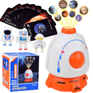 Proiector nava spatiala cu 8 planete, 3 figurine, 9 carti ilustrate, Jokomisiada - Img 1