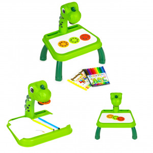 Proiector Pentru Desen Copii, 24 de imagini, 3 discuri tematuce, 12 markere, Multistore, Dinozaur, Verde - Img 6