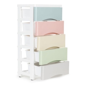 Raft mobil cu recipiente pentru depozitare, Modern Home, 5 sertare, din plastic, multicolor, PJJCBS0024-05C - Img 2