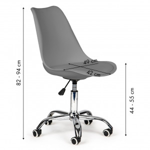 Scaun de birou pivotant cu perna, ModernHomen, inaltime reglabila, perna moale, piele ecologica, Dark Grey - Img 7