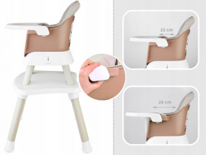 Scaun de hranire transformabil, masa cu scaun, inaltator, Jokomisiada, 6in1, Bej - Img 6
