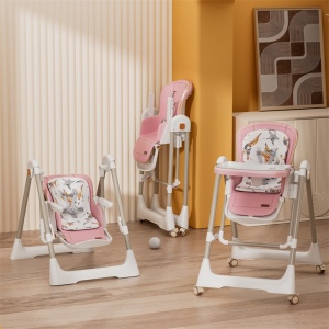 Scaun de masa reglabil, multifunctional, 3in1, transformabil in leagan, Craft, C2-015, Roz - Img 3