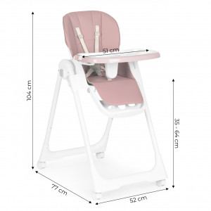 Scaun Pentru Hranire, Ecotoys, Ajustabil, 2 in 1, tava detasabila, suport pentru picioare reglabil, spatar reglabil, Roz - Img 6