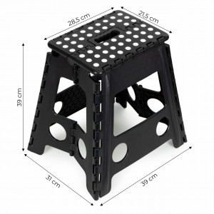 Scaun plabil, taburet din plastic rezistent, sarcina 120 kg, polipropilena, ModernHome, PJJFS004-C, Negru - Img 6