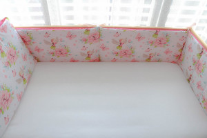 Set 2 Apărători Pătuț Bebe 120x60 cm, Maradalia Pink Fairies, Bumbac 100%
