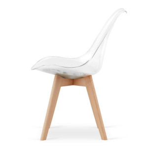 Set 4 scaune moderne, stil scandinav cu picioare din lemn masiv si perna din piele ecilogica, transparente - Img 5