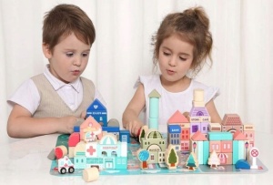 Set Covoras Pentru Copii, 55 x 42 cm, tip puzzle, cu Blocuri de Construit, Ecotoys, City, 115 piese - Img 4