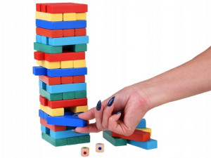 Set educativ de construit, 54 cuburi din lemn, Turn de echilibru, Jokomisiada, Jenga, GR0627 - Img 4