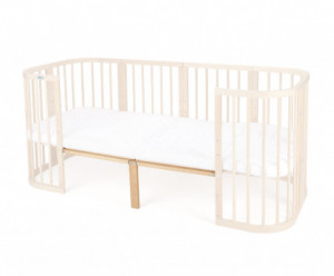 Set Extensie din lemn pentru Patut Junior Waldin Evolutiv 7in1, Rotund/Oval, Natural, cu Saltea - Img 1