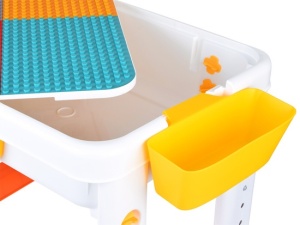 Set masa cu scaun pentru copii, 3in1, cu suprafata de construit, tabla de activitati, picioare reglabile, cuburi de constuit, Feel, ZA5160 - Img 4