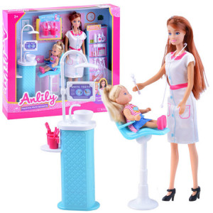Set papusa Anily doctor si fetita la cabinetul stomatologic, accesorii incluse