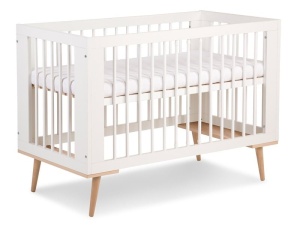 Set Patut copii din lemn KLUPS SOFIE Alb, cu Saltea MyKids, Cocos, 120 x 60 x 10 cm - Img 2