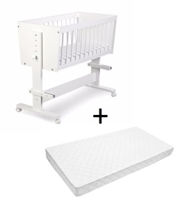 Set Patut copii din lemn KLUPS Zoya 90x40 cm, cu Saltea MyKids Cocos confort, 90 x 40 x 8 cm