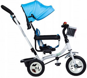 Tricicleta cu sezut rotativ, cosulet de depozitare, mini geanta, Ecotoys, albastra - Img 3