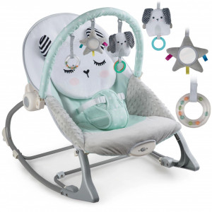 Balansoar pentru copii, cu vibratii, 2 trepte de inclinare, bara de jucarii, Nukido, Mint - Img 5