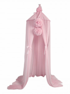 Baldachin suspendat din Tul, Koell, cu Suport metalic, pentru patut copii / loc de joaca, Powder Pink
