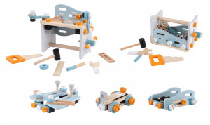 Banc De Lucru Pentru Copii, Atelier De Construit, 52 Accesorii, Din Lemn, Ecotoys, 1182N - Img 5
