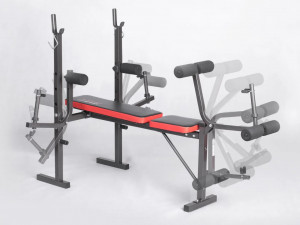 Banca de exercitii multifunctionala, cu 3 profile de incarcare greutati, 4 trepte de inclinare spatar, Neo-Sport, NS-201, Negru/Rosu - Img 7