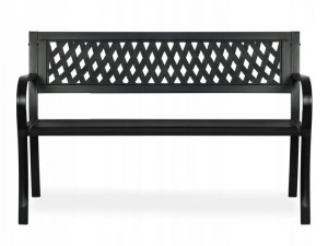 Banca de gradina cu spatar, lemn de plop, cadru otel, 125 x 77 x 49 cm, Sofotel Clover - Img 3