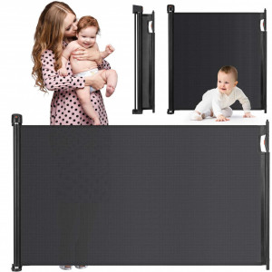 Bariera de siguranta, Nukido, ajustabila, cu sistem de rulare, 140 x 82.5 cm, ABS, PVC, Negru - Img 8