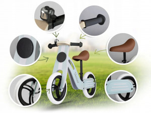 Bicicleta de echilibru din lemn pentru copii, scaun din spuma, roti 12 inchi, Ricokids, Veltino, 7618, Albastra - Img 3