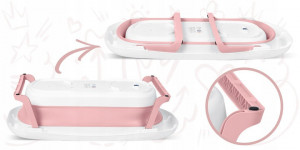 Cadita de baie pliabila pentru bebelusi, cu termometru LCD, suport antiderapant, Ricokids, 728200, Roz - Img 2