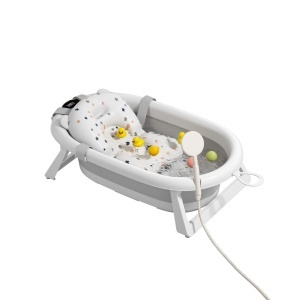 Cadita pliabila pentru bebelusi, cu Termometru digital, Perna Reductoare, Craft, CFB-001, Gri - Img 3