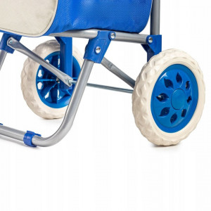 Carucior pentru cumparaturi, Multistore, cadru metalic, roti din spuma, capacitate 25 L, inaltime 90 cm, Albastru inchis - Img 3
