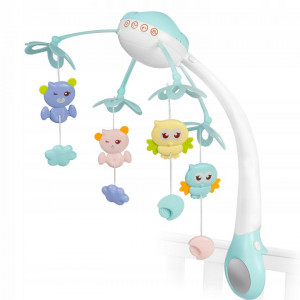 Carusel mobil, Ricokids, cu proiector de lumini si telecomanda, stelute colorate, jucarii, temporizator, RK-813, Albastru - Img 2