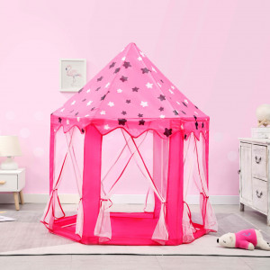 Cort de joaca pentru copii, iPlay, Castelul printesei, motive grafice, 107x125 cm, Roz - Img 3