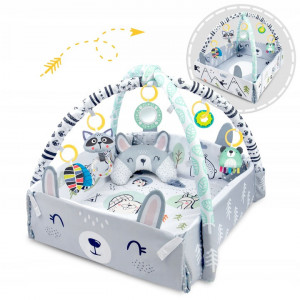 Covoras educational pentru copii, interactiv, multifunctional, cu oglinda, 110 x 100 cm, Ricokids, Rabit - Img 6