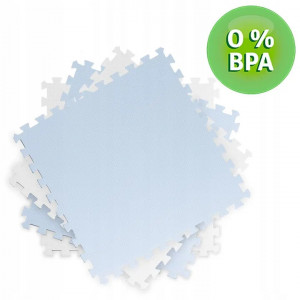 Covoras puzzle din spuma pentru copii, 120x120cm, 4 piese, Ricokids, Alb si Albastru - Img 3