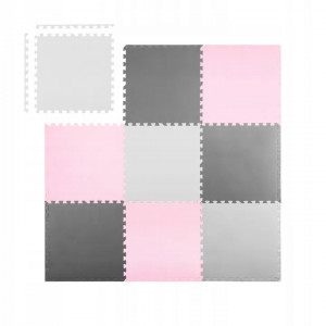 Covoras puzzle din spuma pentru copii, 180x180cm, 9 piese, Ricokids, 7498, Gri Roz - Img 2