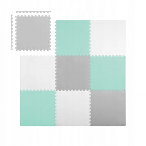Covoras puzzle din spuma pentru copii, 180x180cm, 9 piese, Ricokids, 7504, Gri Menta - Img 3