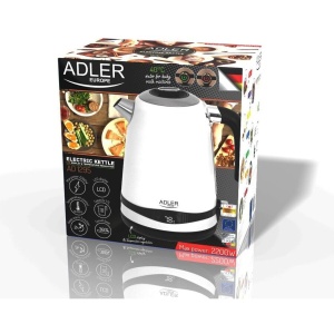 Fierbator electric, Capacitate 1,7 L, Fara BPA, Control al temperaturii, Otel inoxidabil, 2200 W, Fara fir, Adler, Ad 1295, Alb - Img 3