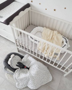 Husă pentru saltea de înfășat bebe 50×70 cm, din bumbac, cu elastic, Tiny Star Confetti Graphite - Img 7