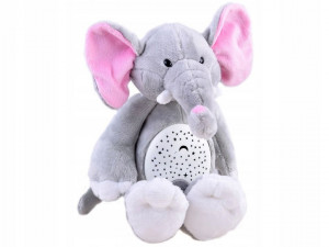 Jucarie de plus cu proiector lumini si sunete, Jokomisiada, Elefant, Gri, 40 cm - Img 3