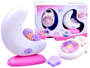 Lampa de veghe + Cutie muzicala, pentru camera copilului, Semi-Luna, ZA2645 ROZ